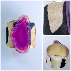 Fuchsia Calf Hair Cuff Bracelet